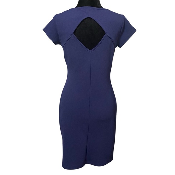 Crave Fame Navy Faux Wrap Bodycon Dress Cocktail Party Size Large - Picture 3 of 6